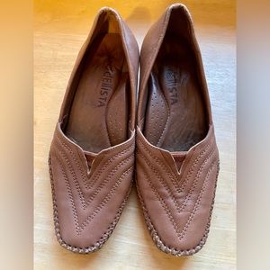 Modellista Tan Genuine Leather Slip On Loafers Shoes-Women’s 7, made in Brazil